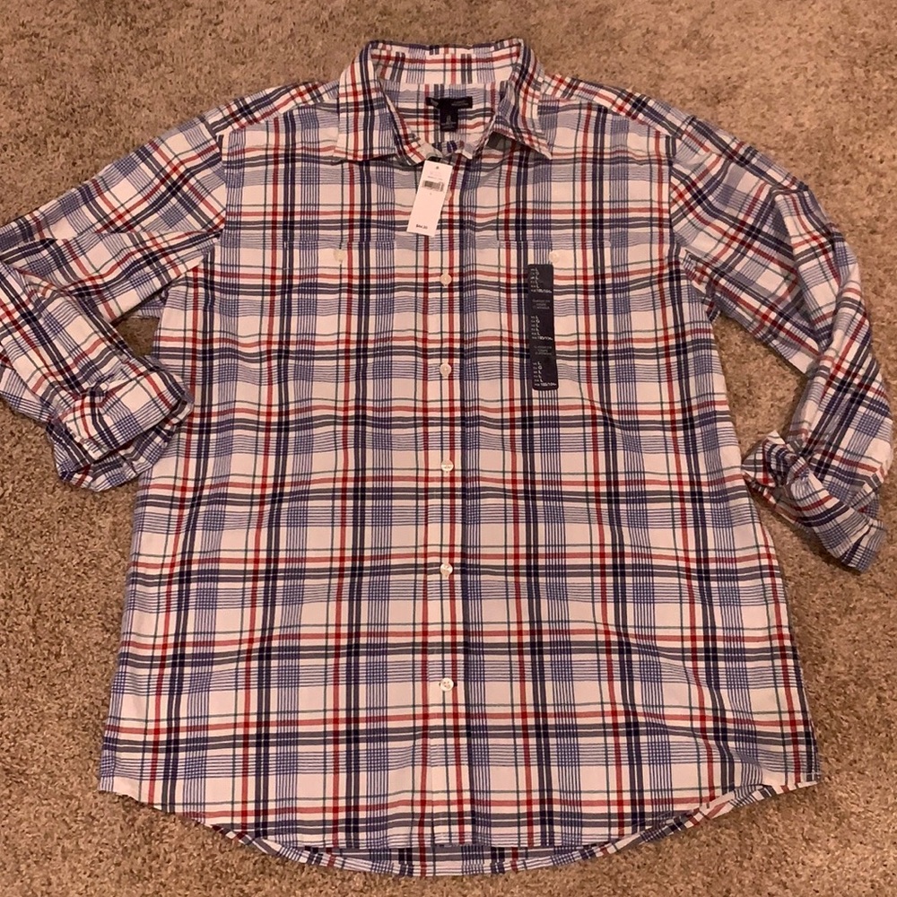 Gap MENS long sleeve red white blue July 4th L NWT